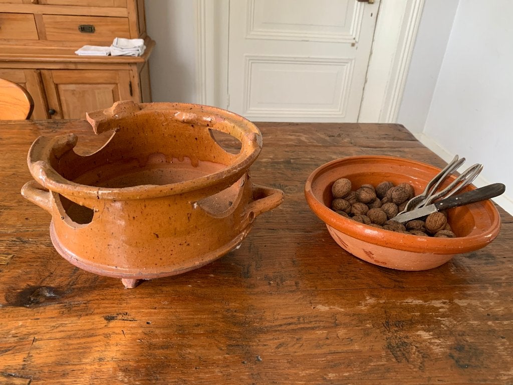 Antieke komfoor / vuurtest + molenaarsschaal terra cotta, Ophalen of Verzenden