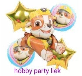 Paw patrol rubble 5 delige set ballonnen nr P595b, Ophalen of Verzenden, Nieuw, Versiering, Verjaardag