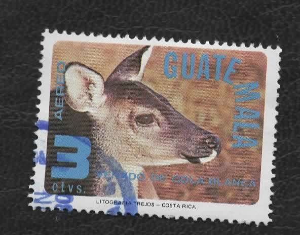 Fauna - Dieren - (Witstaart-)Hert - Guatemala - 3 - gebr, Ophalen of Verzenden, Gestempeld, Dier of Natuur