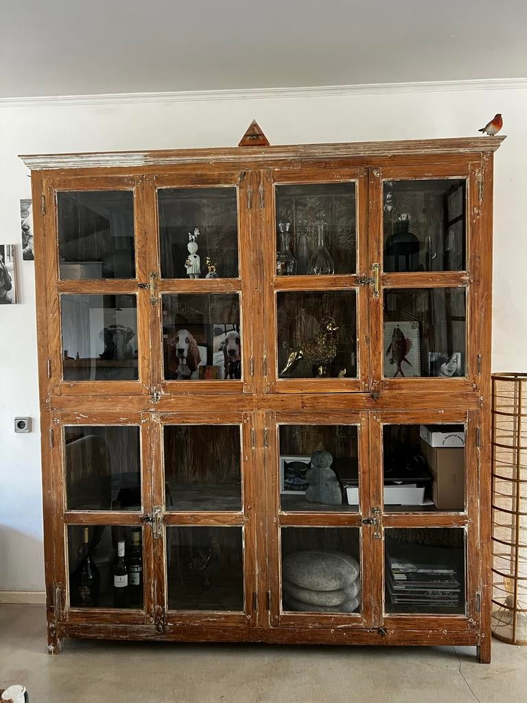 Prachtige hippe vitrinekast - Landelijke stijl, Ophalen, 150 tot 200 cm, 25 tot 50 cm, Overige houtsoorten
