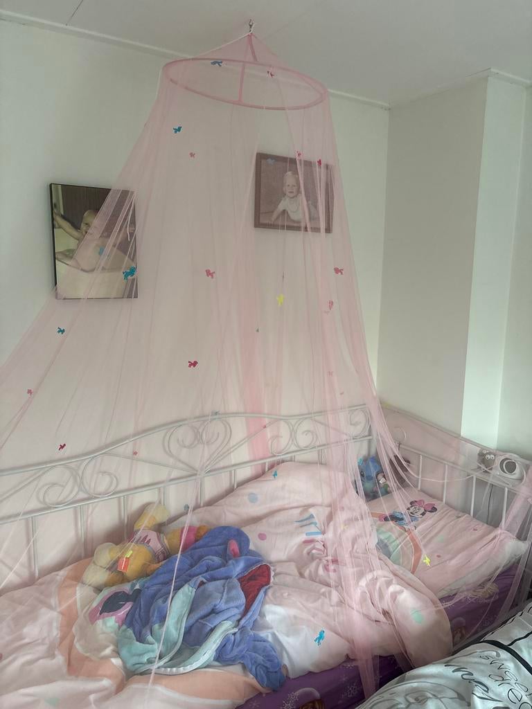 Roze klamboe met vlinders voor kinderbed, Ophalen, Nieuw, Klamboe
