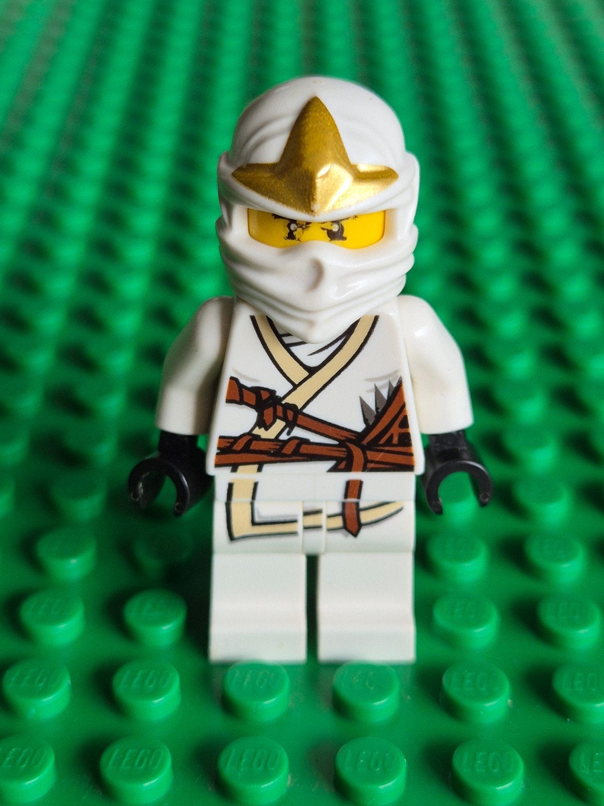 LEGO Ninjago Zane Minifiguur - Wit met Gouden Hoofdband, Inclusief minifiguren, Gebruikt, Lego, Ophalen of Verzenden