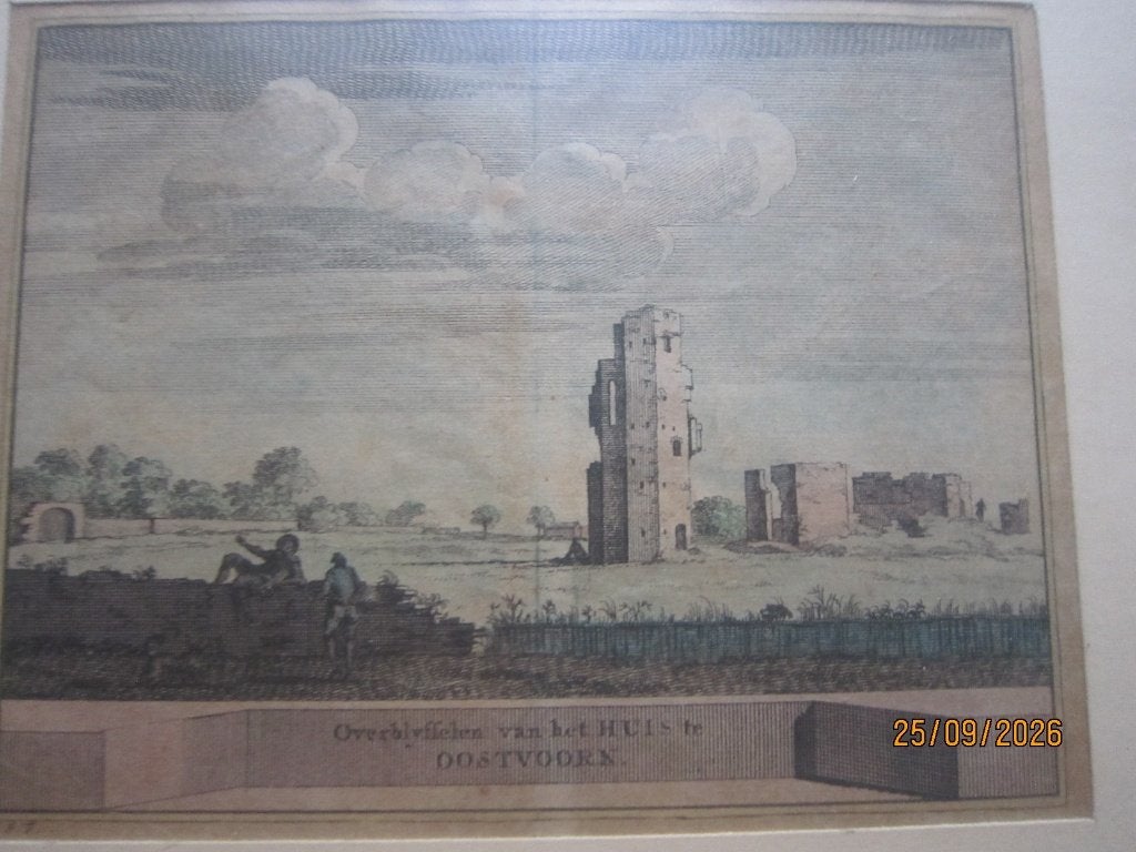 INGEKL GRAV. OVERBLIJFSELEN van Het Huis te OOSTVOORN, 1711, Ophalen, Architectuur, Gravure, 1700 - 1799