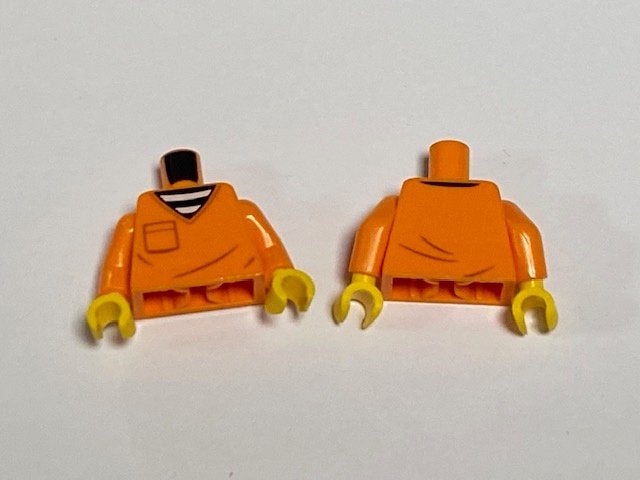 Partij Lego 2x nieuwe romp met oranje gevangenispak, Overige thema's, Lego, Nieuw, Ophalen of Verzenden