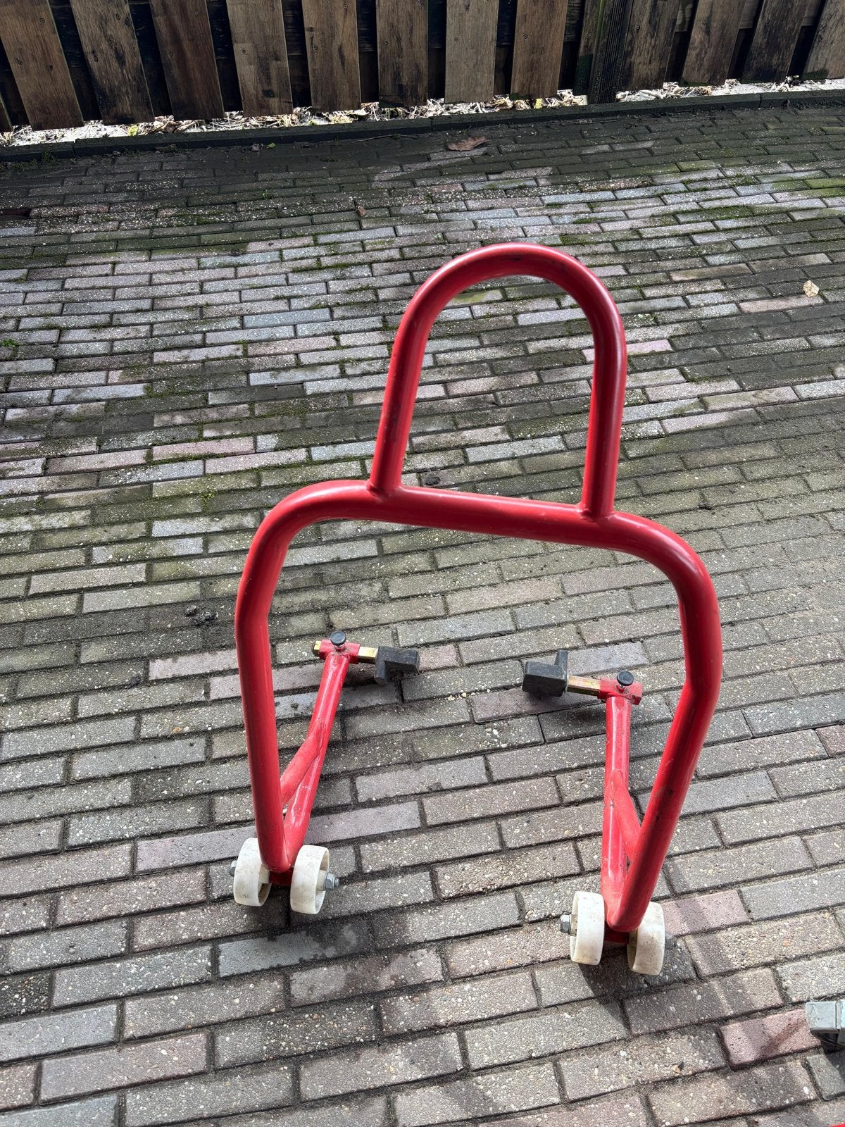 Motorfiets paddockstand voor en achter, Ophalen, Gebruikt
