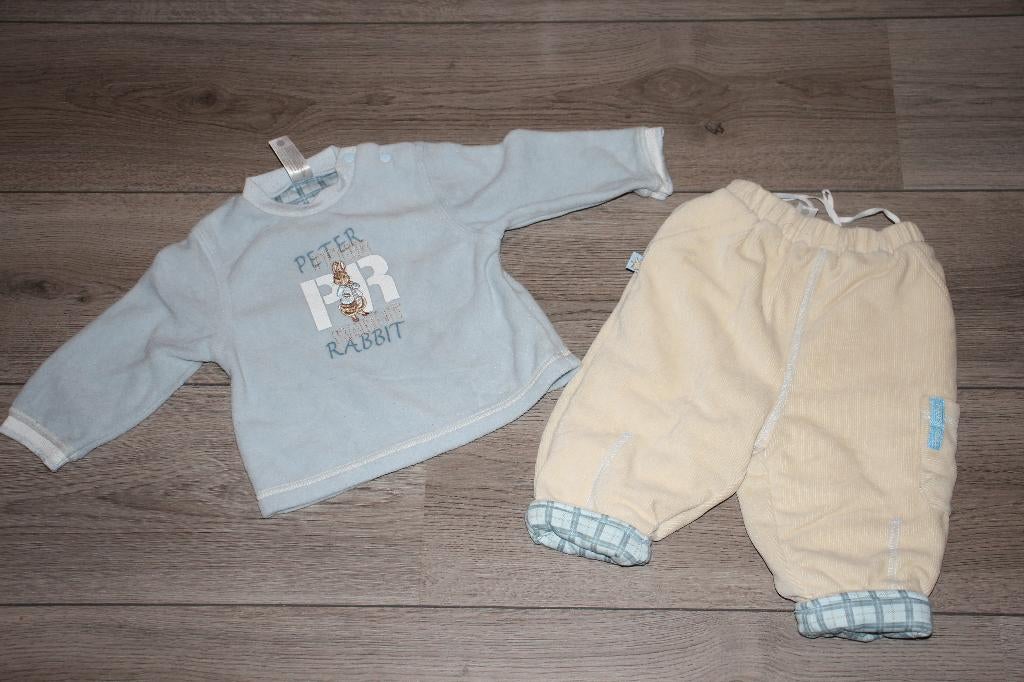 Pieter konijn / peter rabbit beatrix potter trui en broek 74, Kinderen en Baby's, Ophalen of Verzenden, Zo goed als nieuw, Setje
