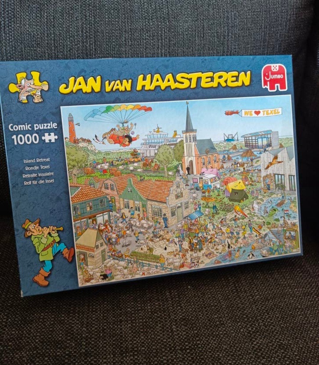 Jan van Haasteren 'Rondje Texel' Legpuzzel 1000 stukjes, Ophalen of Verzenden, 500 t/m 1500 stukjes, Zo goed als nieuw, Legpuzzel