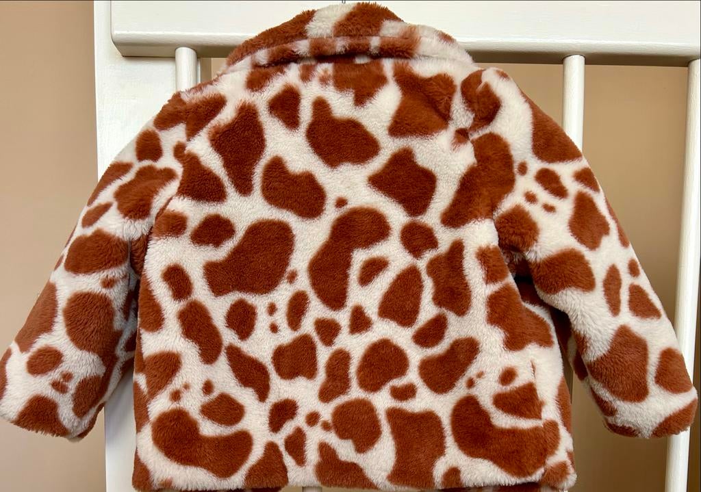 Zachte bontjas met giraffe print voor meisjes, Ophalen of Verzenden, Zo goed als nieuw, Meisje, Jas