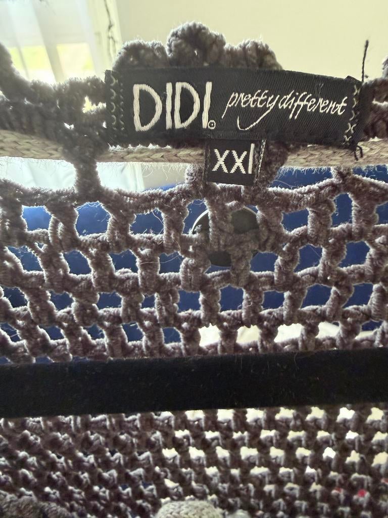 Didi Tuniek/Jurk Grijs/Groen Fluweel Gehaakte Top Maat 44/XX, Maat 42/44 (L), Ophalen of Verzenden, Knielengte, Grijs