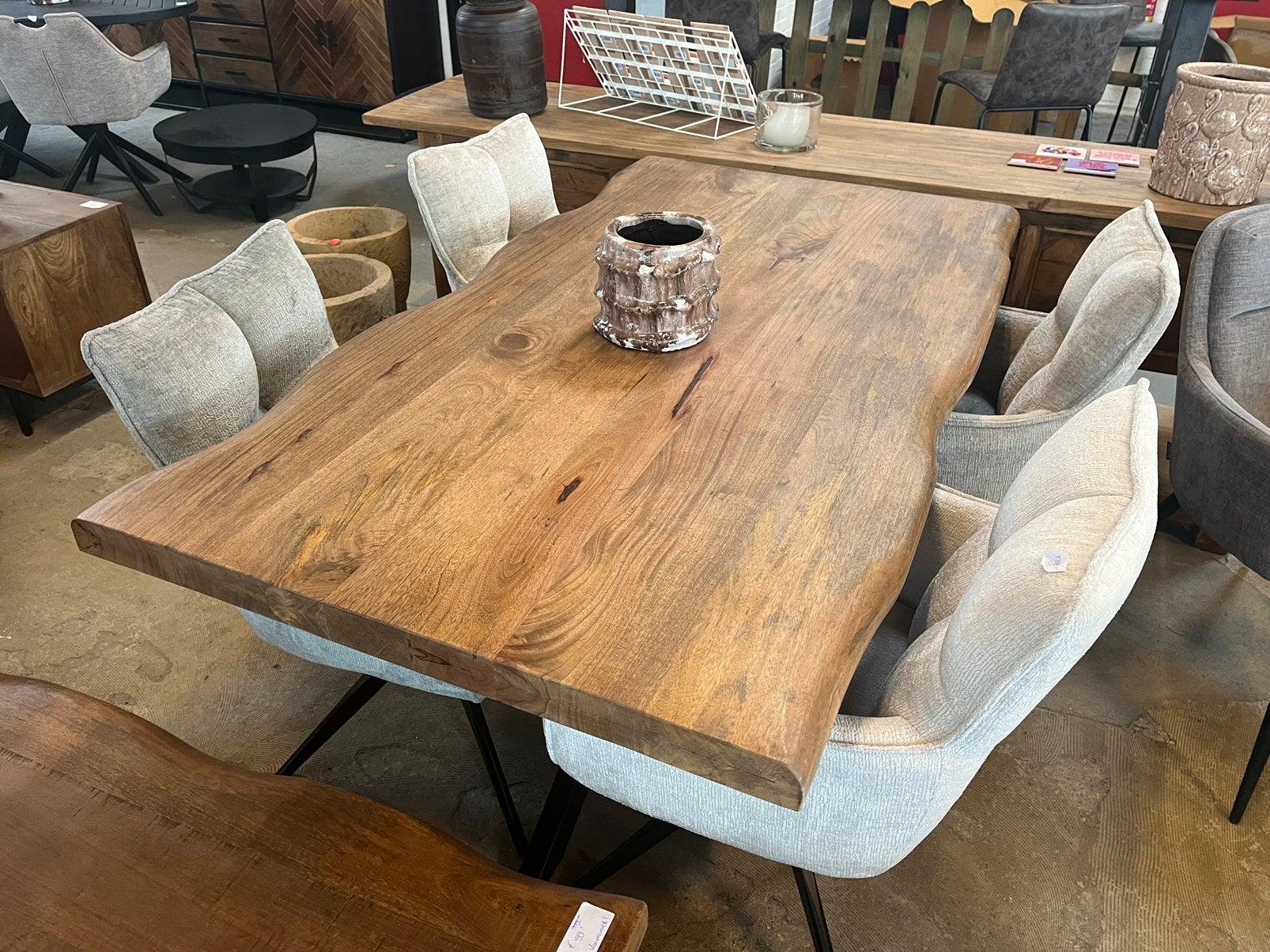 Magazijn leegverkoop boomstamtafel mangohout matrix zwart, Hout, Nieuw, Ophalen of Verzenden, Info@wkhome.nl