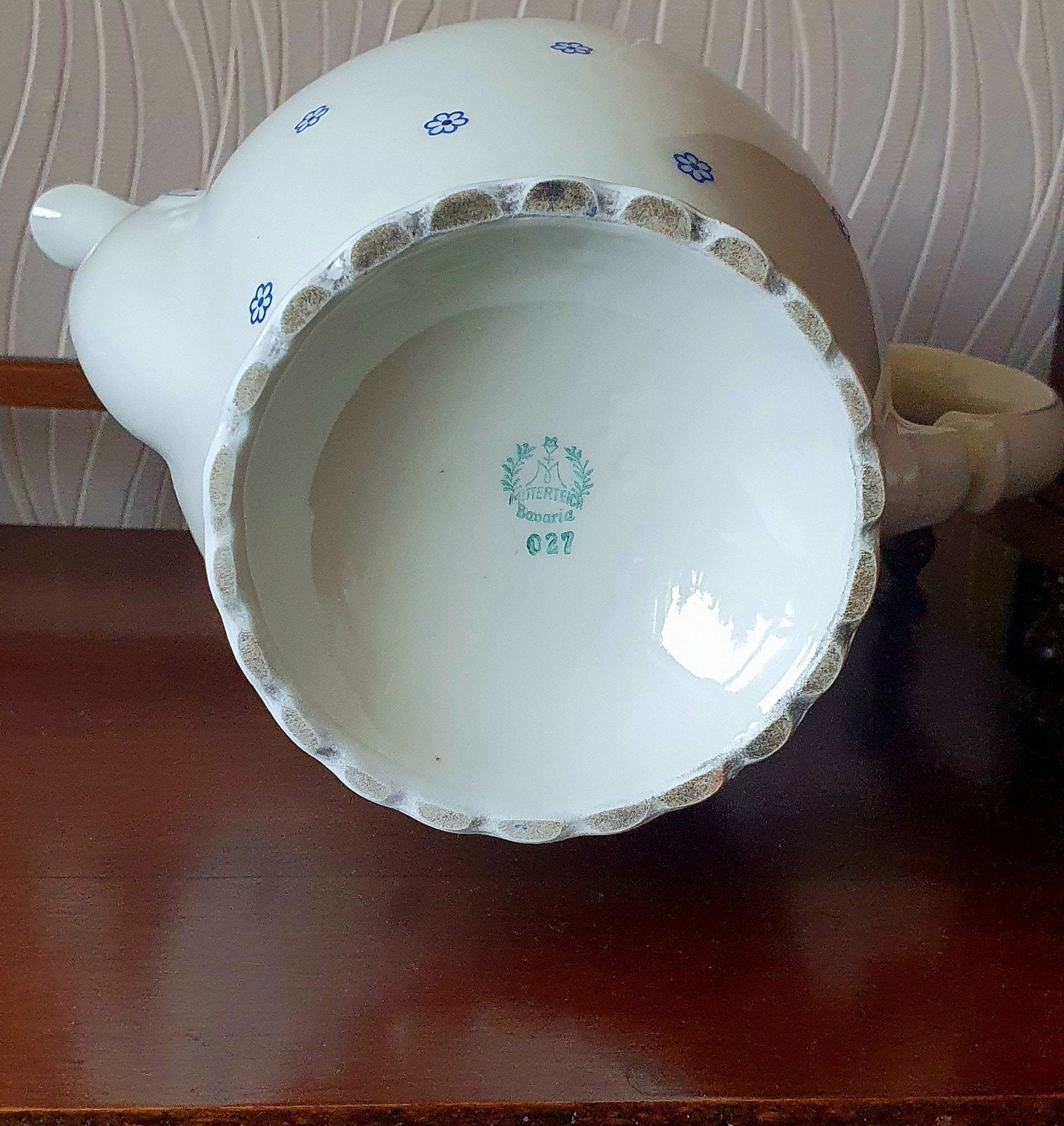 Vintage Theeservies met Blauwe Bloemetjes - 15 Delig, Ophalen