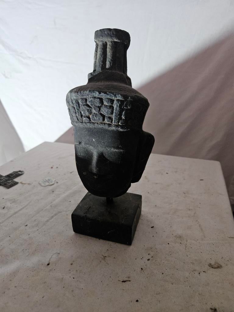 Antieke stenen buste op sokkel - Aziatische stijl, Buste, Ophalen of Verzenden, 20 - 50 cm, Azië