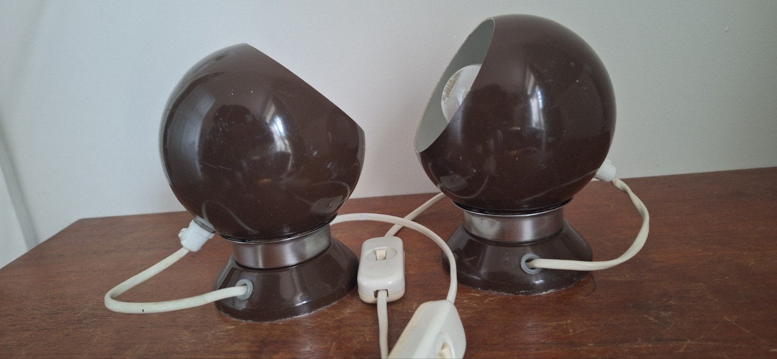 Vintage magneet eyeball lamp set, Gebruikt, Overige merken, Vintage, Met schakelaar