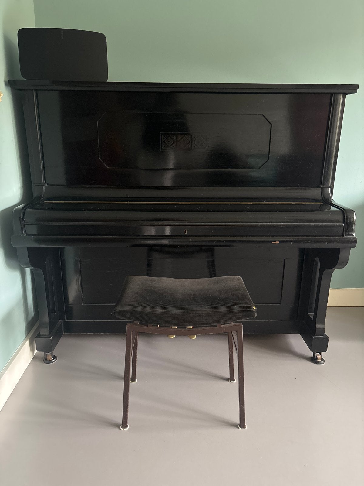 Zwarte Antoine Mes piano met kruk, Ophalen of Verzenden, Gebruikt, Zwart, Piano