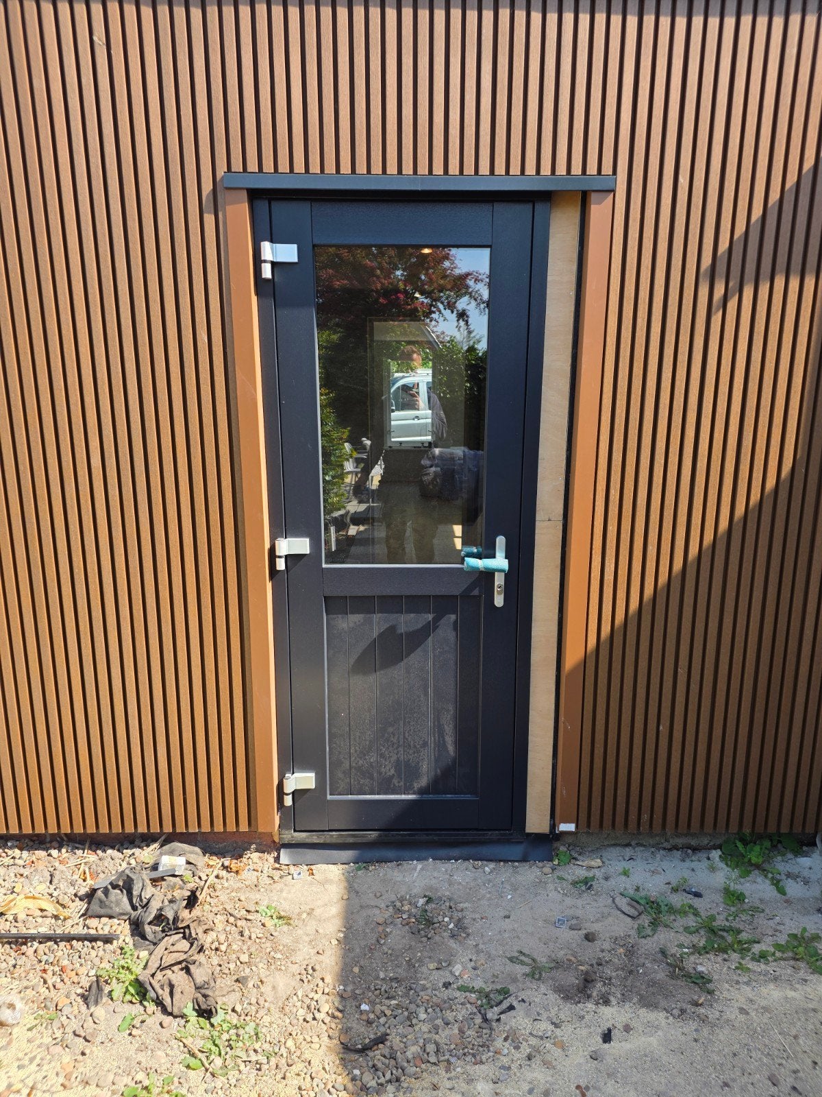 Nieuwe Kömmerling Kunststof achterdeur + Kozijn RAL 7021, Doe-het-zelf en Verbouw, Deuren en Horren, Ophalen, Kunststof, Nieuw
