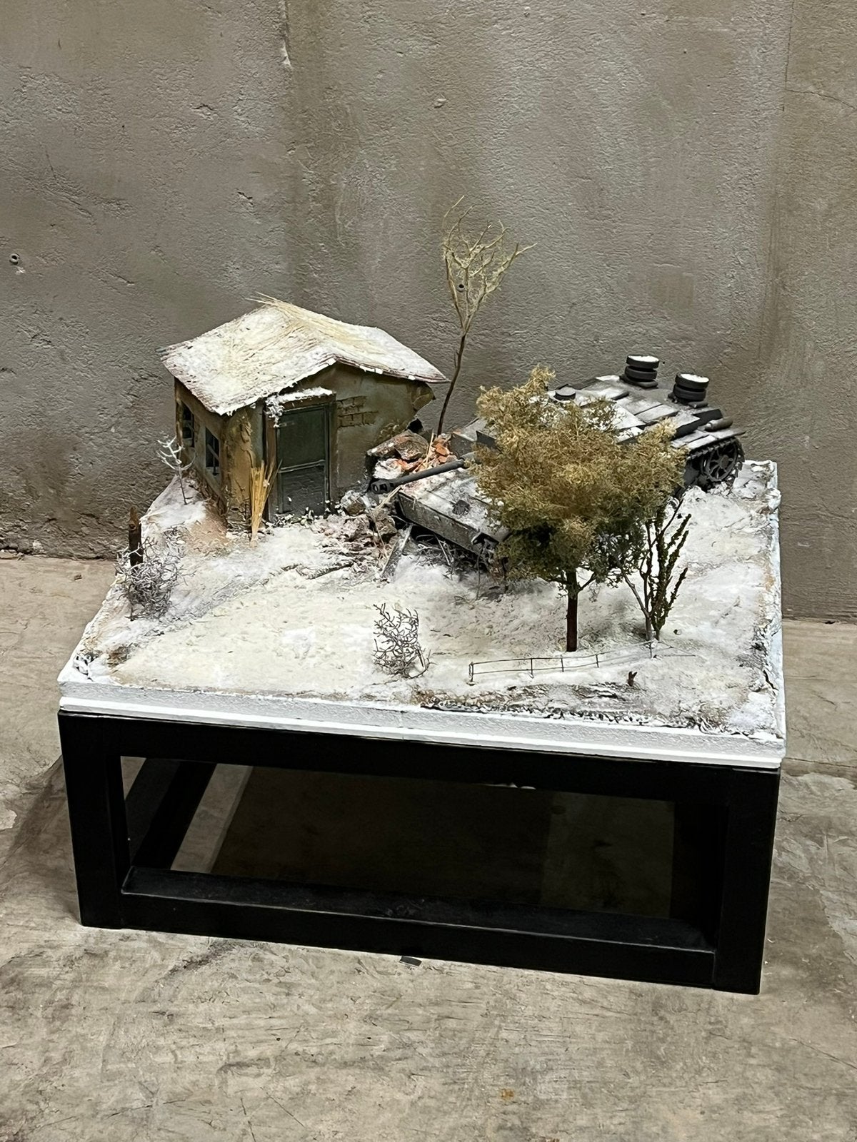 Grote 1/16 diorama Wo2 winter tank, uniek!, Ophalen, Zo goed als nieuw, 1:35 tot 1:50, Nvt