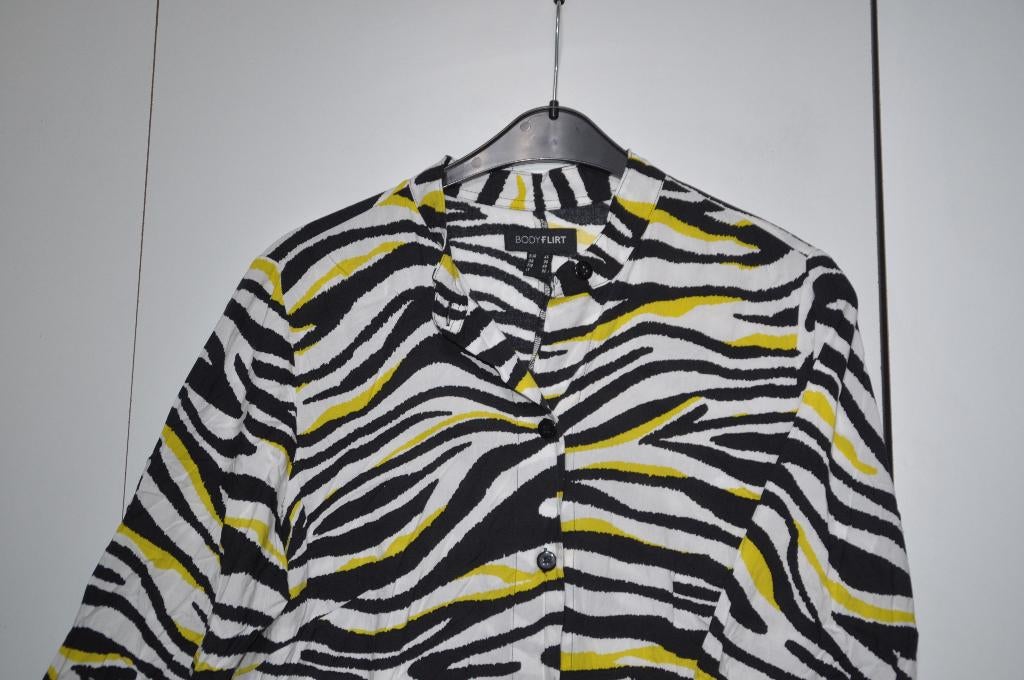 MZ15 Tuniek Jurk met Centuur maat 46 Zwart Geel wit, Overige kleuren, Maat 46/48 (XL) of groter, Ophalen of Verzenden, Zo goed als nieuw