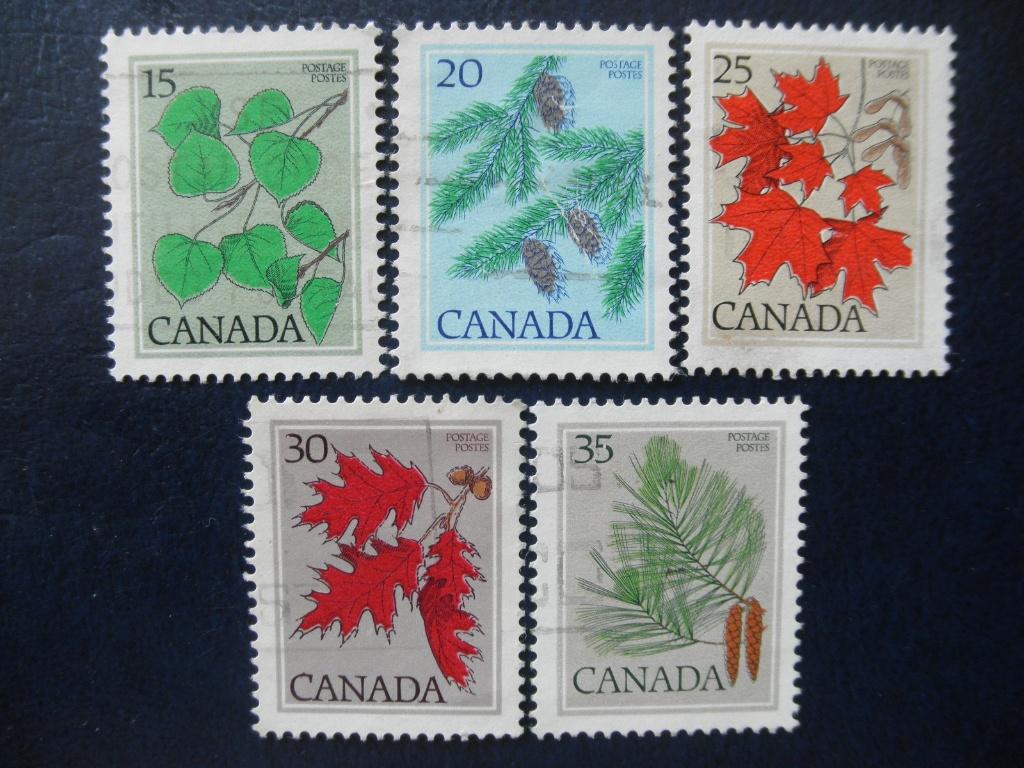 Postzegels Canada 1977 - 1979 bomen, bladeren vruchten., Ophalen of Verzenden, Gestempeld, Noord-Amerika