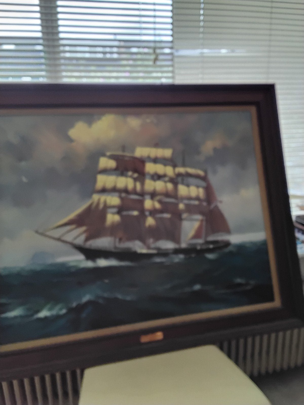 Schilderij van een driemaster op woelige zee, gesigneerd, Antiek en Kunst, Kunst | Schilderijen | Klassiek, Ophalen