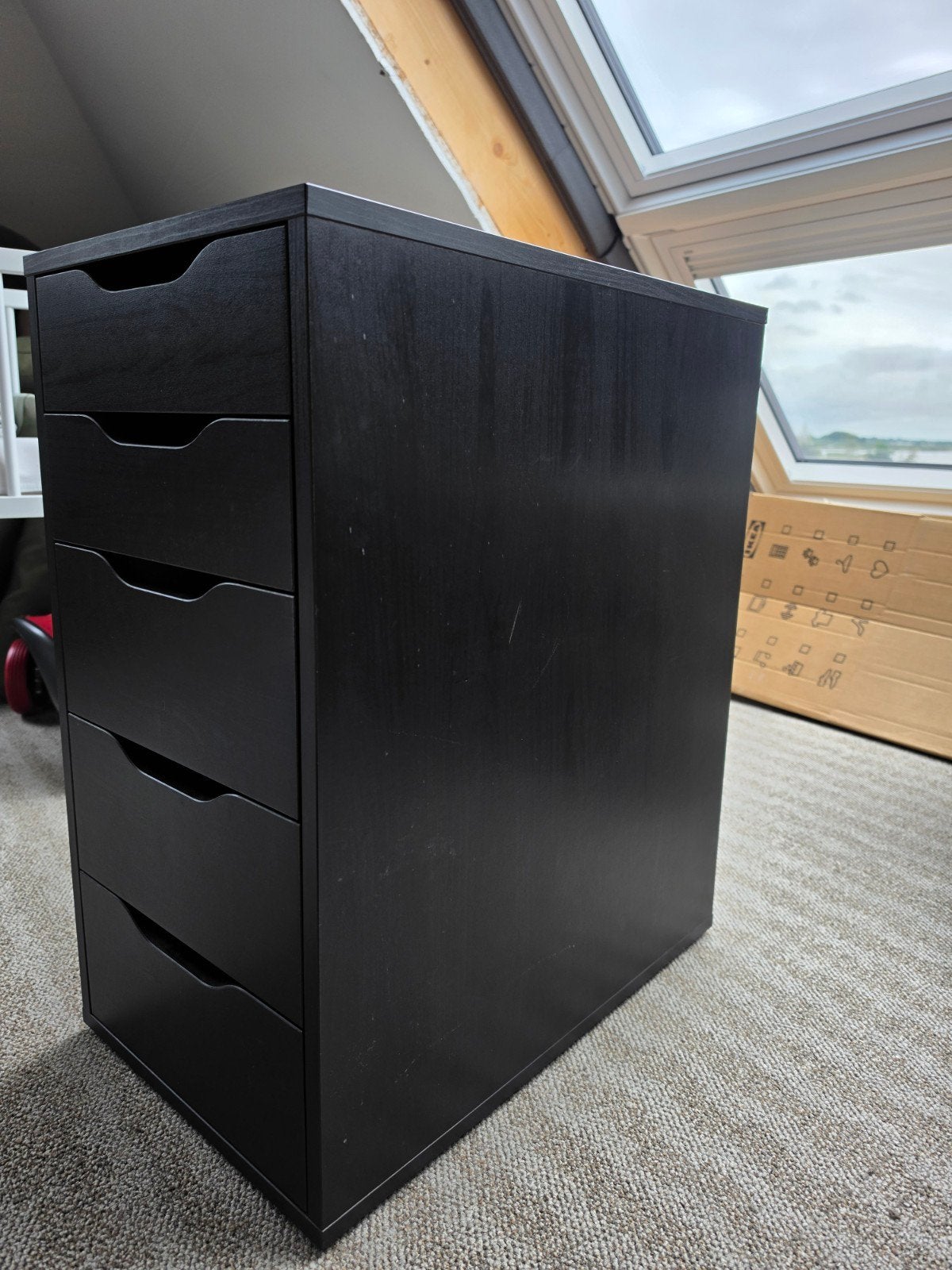 Zwarte ladekast met 5 laden - IKEA Alex, Ophalen, Minder dan 50 cm, Gebruikt, 5 laden of meer