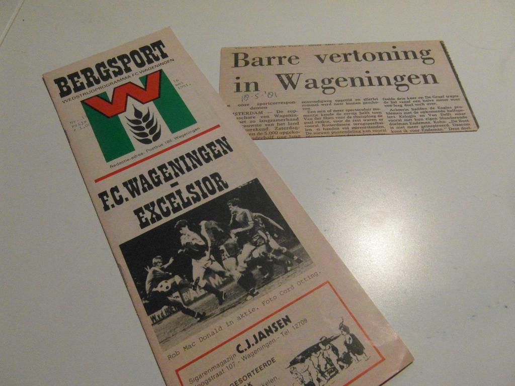 programma fc wageningen excelsior rotterdam 16-5-1981, Verzamelen, Ophalen of Verzenden, Zo goed als nieuw, Overige binnenlandse clubs