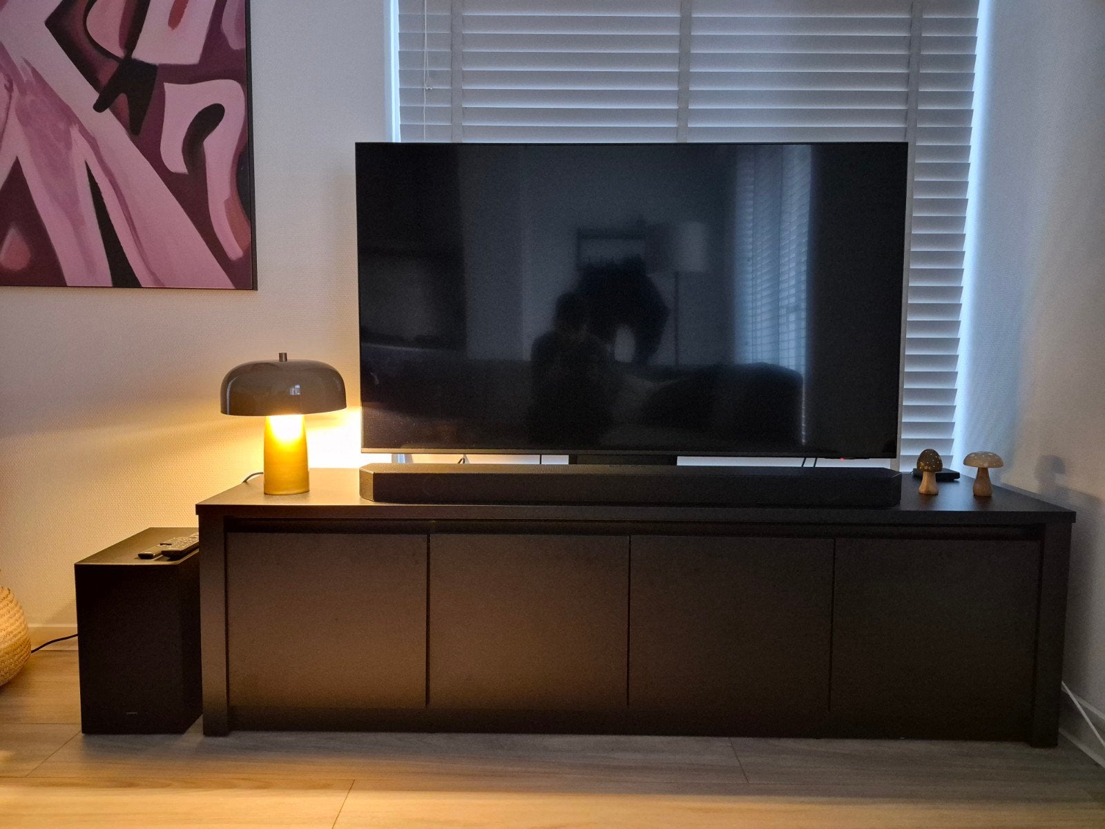 Meubella Monaco TV-Meubel Mat Zwart 170cm, Ophalen, Gebruikt, 150 tot 200 cm, Minder dan 100 cm