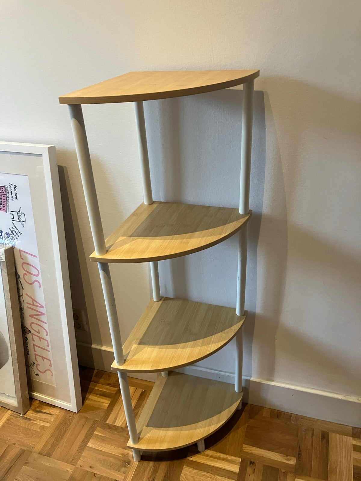 Hoekrek bamboe met 4 planken - Ruimtebesparend, Ophalen, Gebruikt