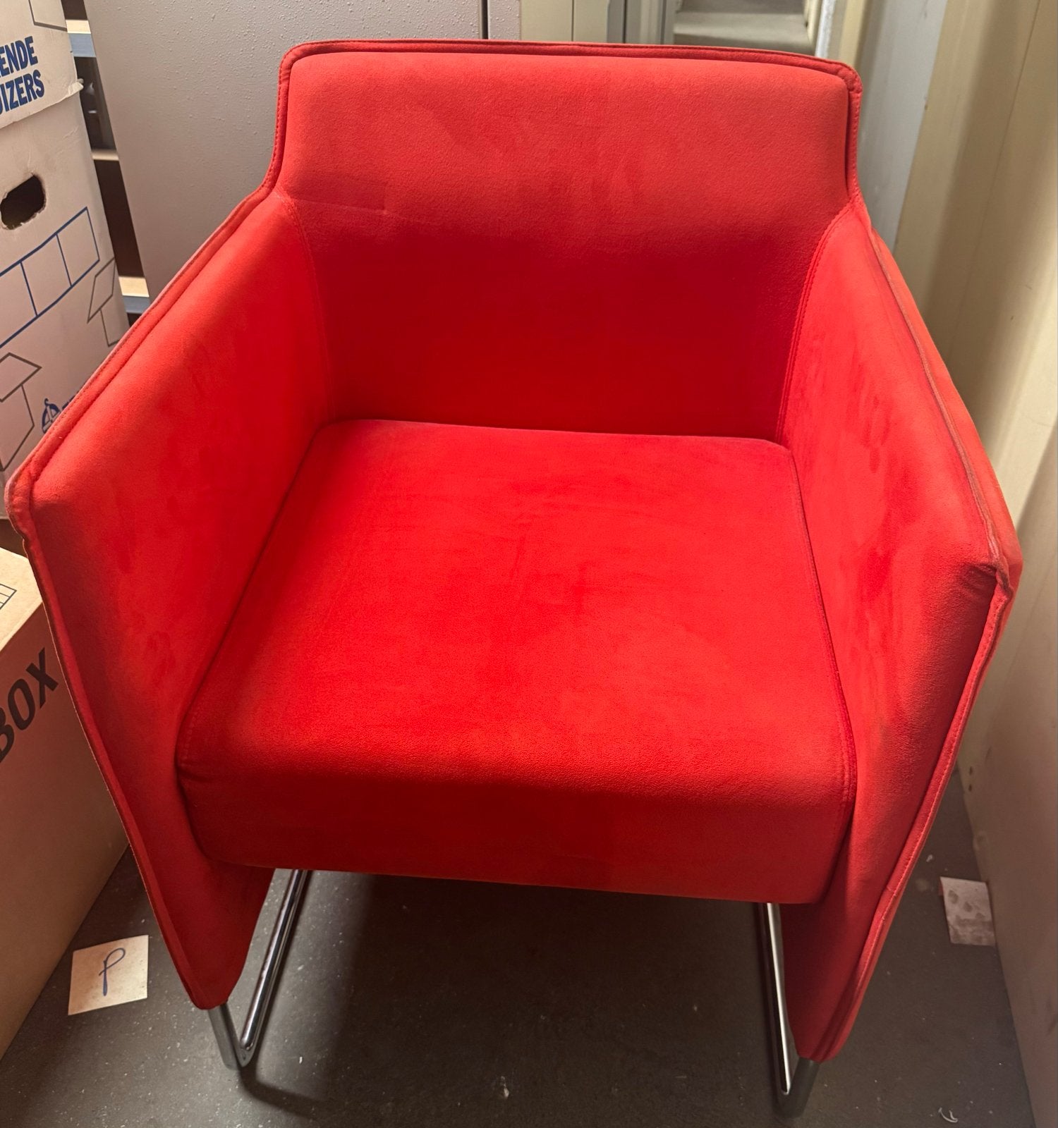 Set van 6 Allermuir Whittaker stoelen - Rood, Huis en Inrichting, Stoelen, Gebruikt, Ophalen of Verzenden, Stof, Vijf, Zes of meer stoelen