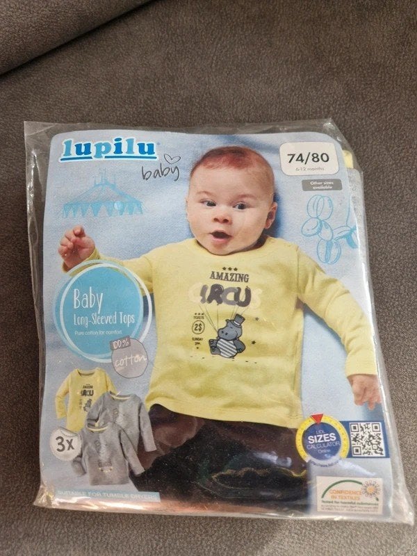 Lupilu baby longsleeves 3-pack – maat 74/80 – 100% katoen, Kinderen en Baby's, Ophalen of Verzenden, Jongetje of Meisje, Shirtje of Longsleeve