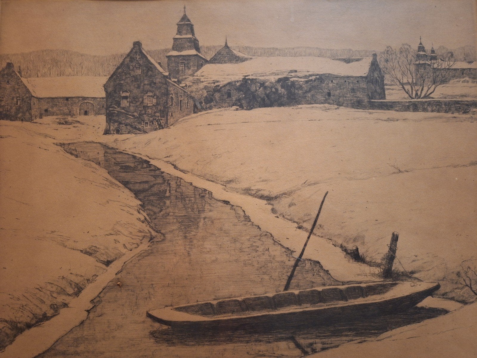 Ets Willem Witjens - Boot in de winter, Antiek en Kunst, Ophalen of Verzenden