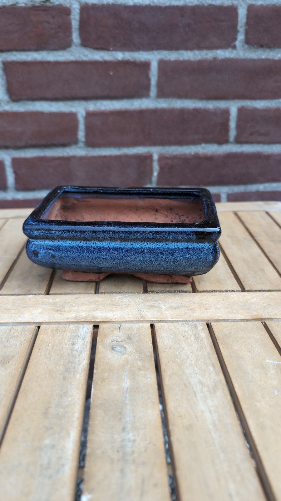 Donkerblauwe Bonsai Pot - Gebruikt, Gebruikt, Binnen, Ophalen of Verzenden, Aardewerk