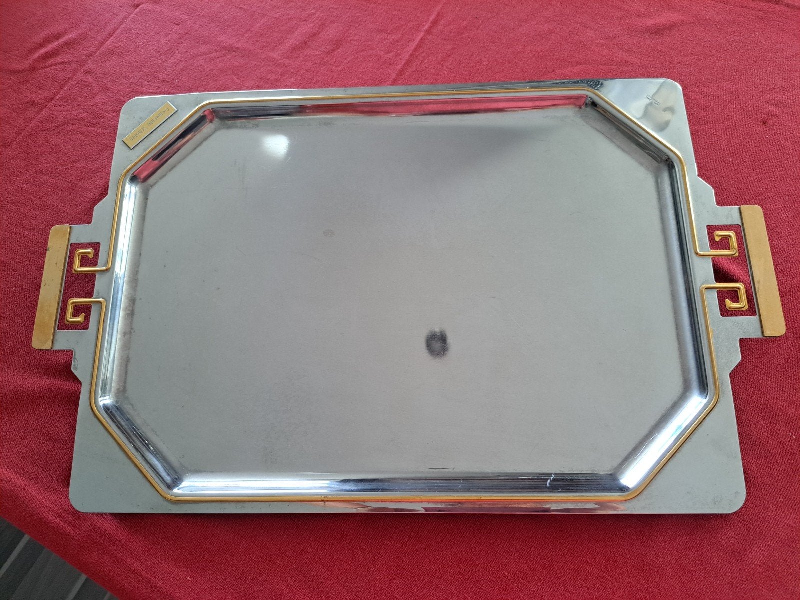 Gottinghen RVS Dienblad, Art deco, 24 K rand, Decoratieve rand, Ophalen of Verzenden, Zo goed als nieuw, Dienblad