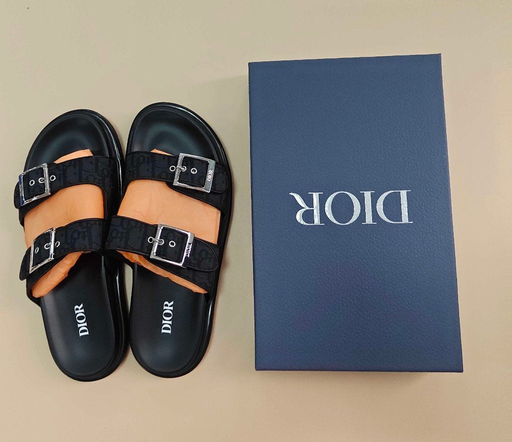 Dior Aqua Oblique Sandal Slippers, Ophalen of Verzenden, Nieuw, Zwart