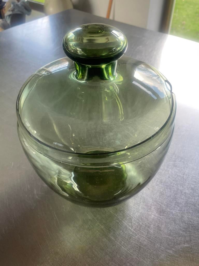Copier bowlschaal groen glas vintage, Ophalen, Gebruikt, Overige typen