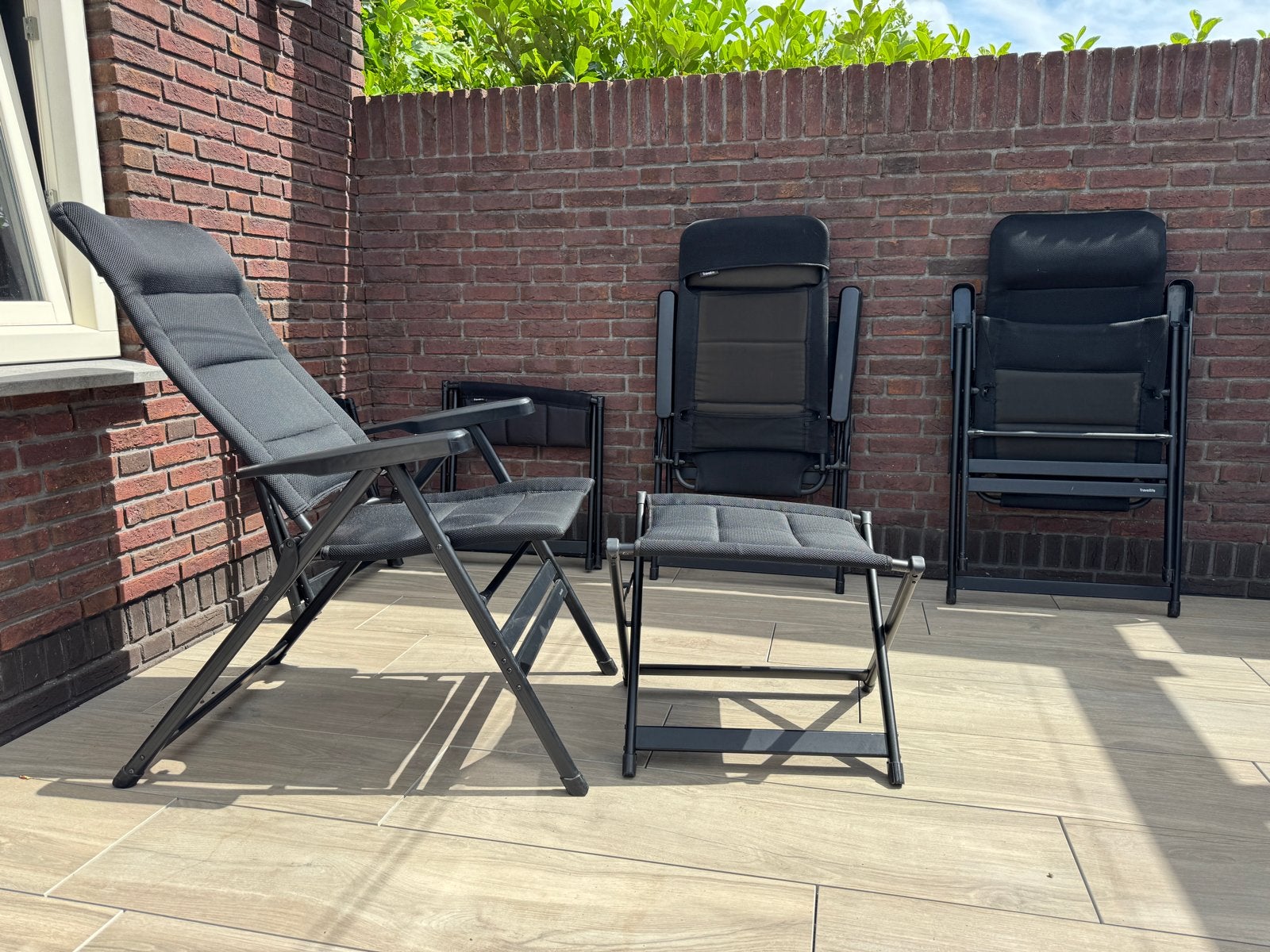3x Travellife Barletta Comfort XL standenstoel +voetenbanken, Caravans en Kamperen, Ophalen, Gebruikt, Campingstoel