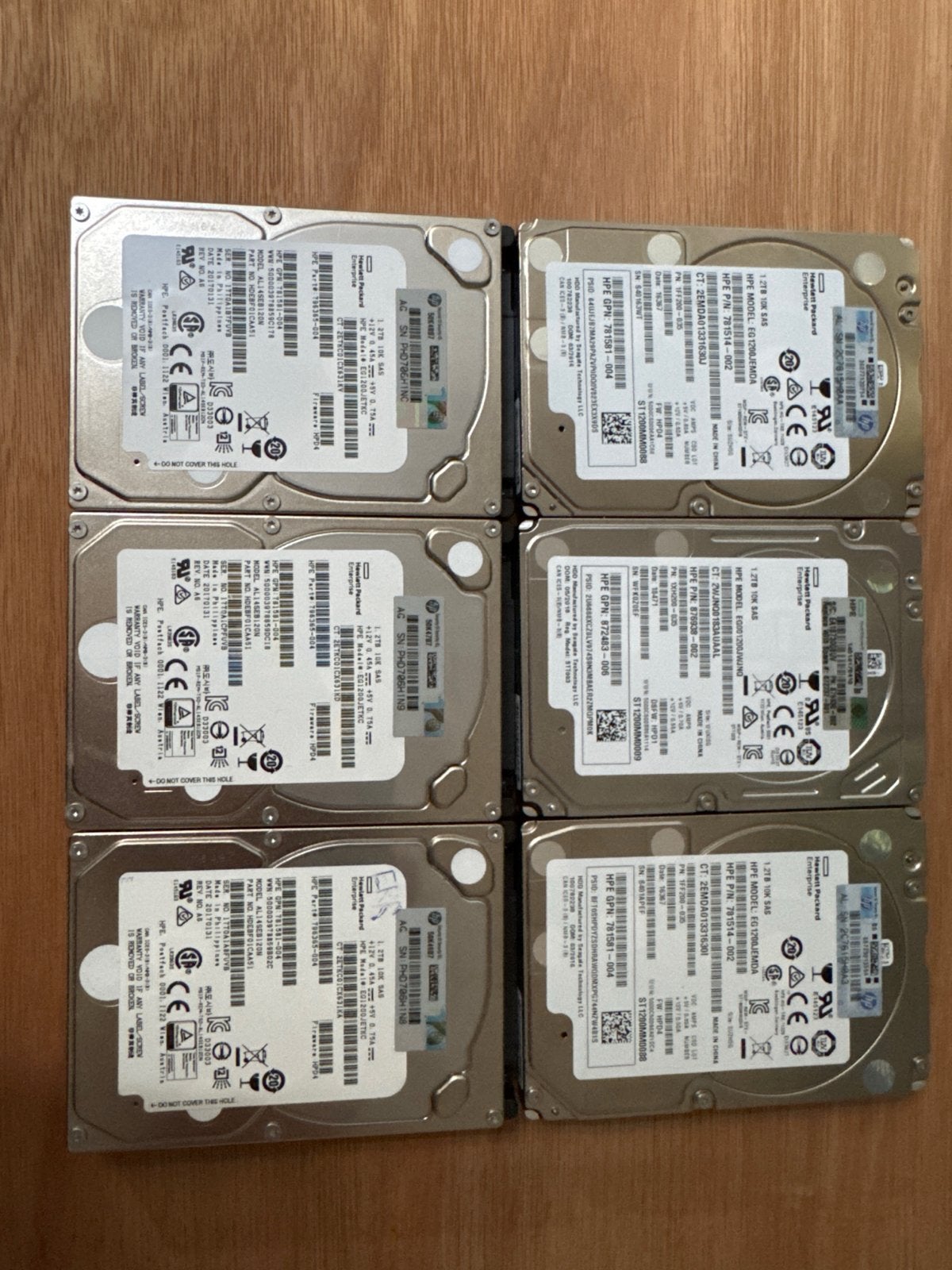 6x HPE Enterprise 1.2TB SAS 2.5" 10K RPM Harde Schijven, Intern, Gebruikt, SAS, HDD