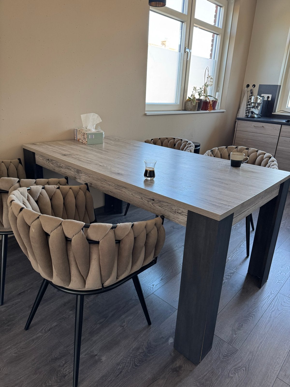 Eettafel en dressoir, Huis en Inrichting, Tafels | Eettafels, Ophalen, Gebruikt, 100 tot 150 cm, 150 tot 200 cm