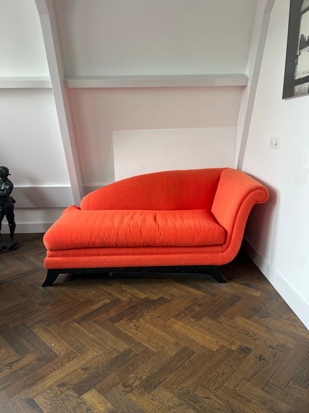 Levendige Oranje Chaise Longue - Comfortabel en Stijlvol, Gebruikt, Eenpersoons, 150 tot 200 cm, 75 tot 100 cm