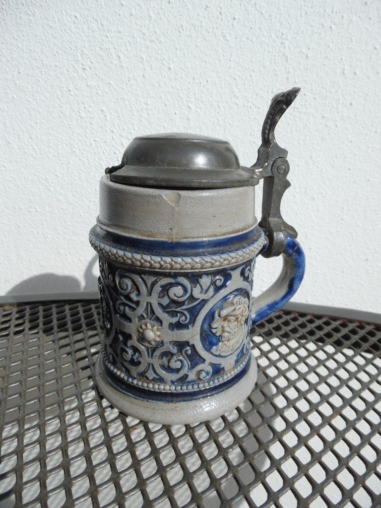 Steengoed Mosterdpotje, Tinnen Deksel, Westerwald om 1900, Ophalen