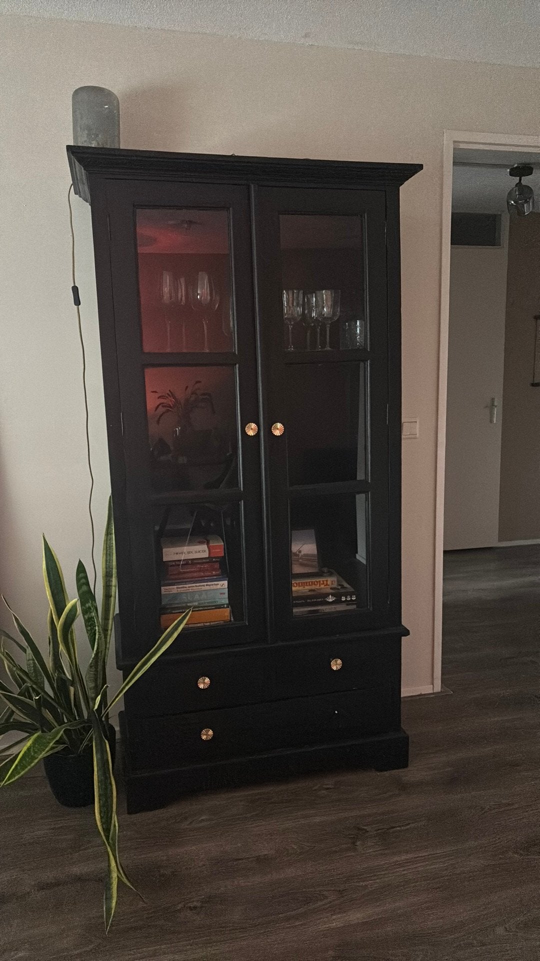 Vitrinekast (oud eiken), Huis en Inrichting, Ophalen, Gebruikt, 50 tot 75 cm, 150 tot 200 cm