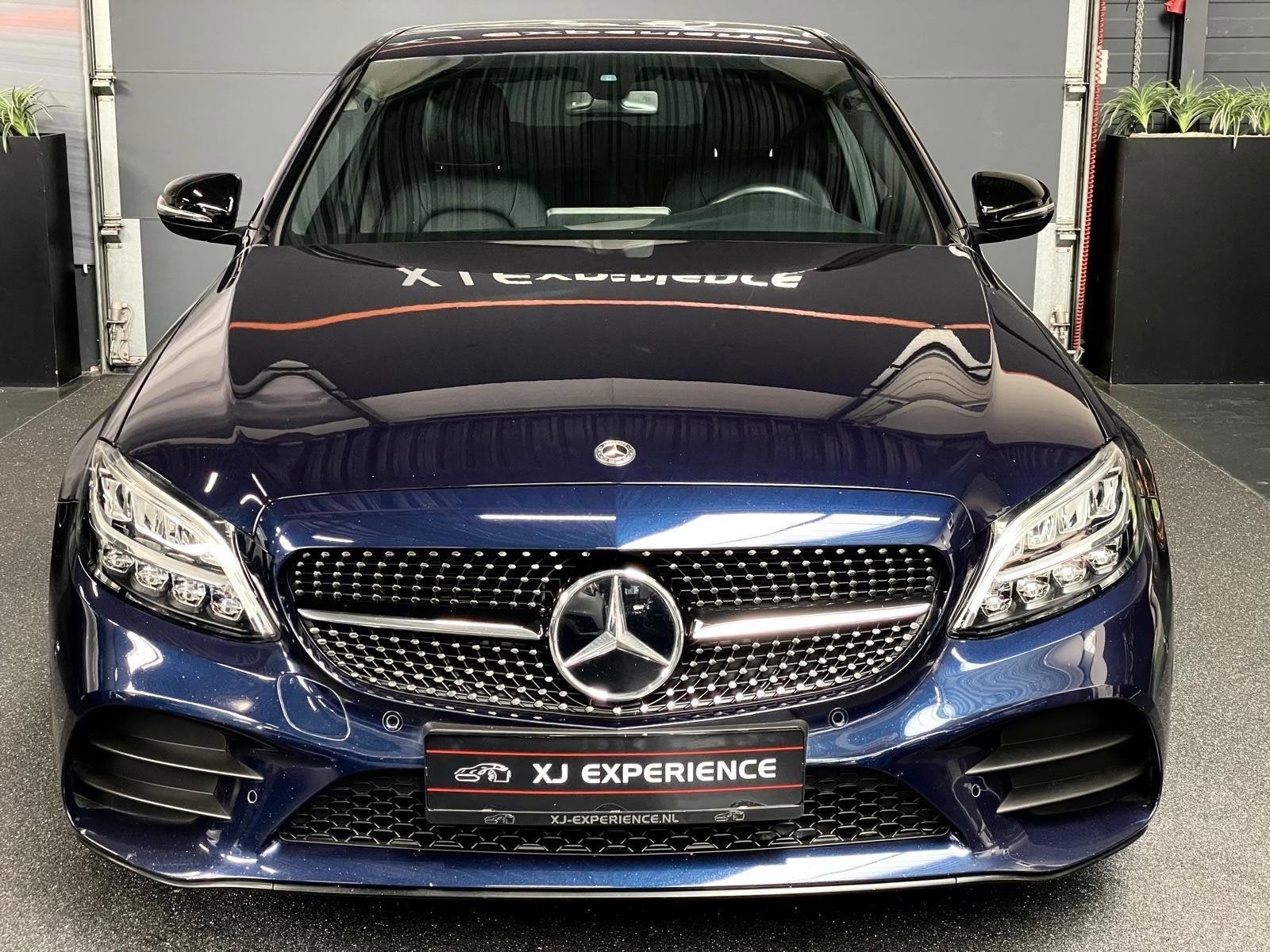 Mercedes-Benz C-klasse 160 AMG NIGHT LEER LED FACELIFT Elekt, Automaat, Dealer onderhouden, Blauw, Automatische klimaatregeling
