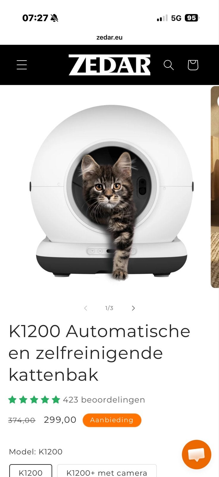 Zedar elektrische kattenbak, Dieren en Toebehoren, Kattenbakken, Ophalen, Zelfreinigend, Nieuw, Open