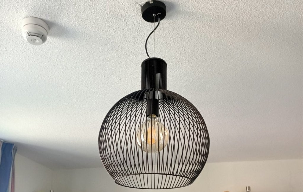 Hanglamp zwart metaal, Ophalen, Zo goed als nieuw, Metaal, E27 (groot)