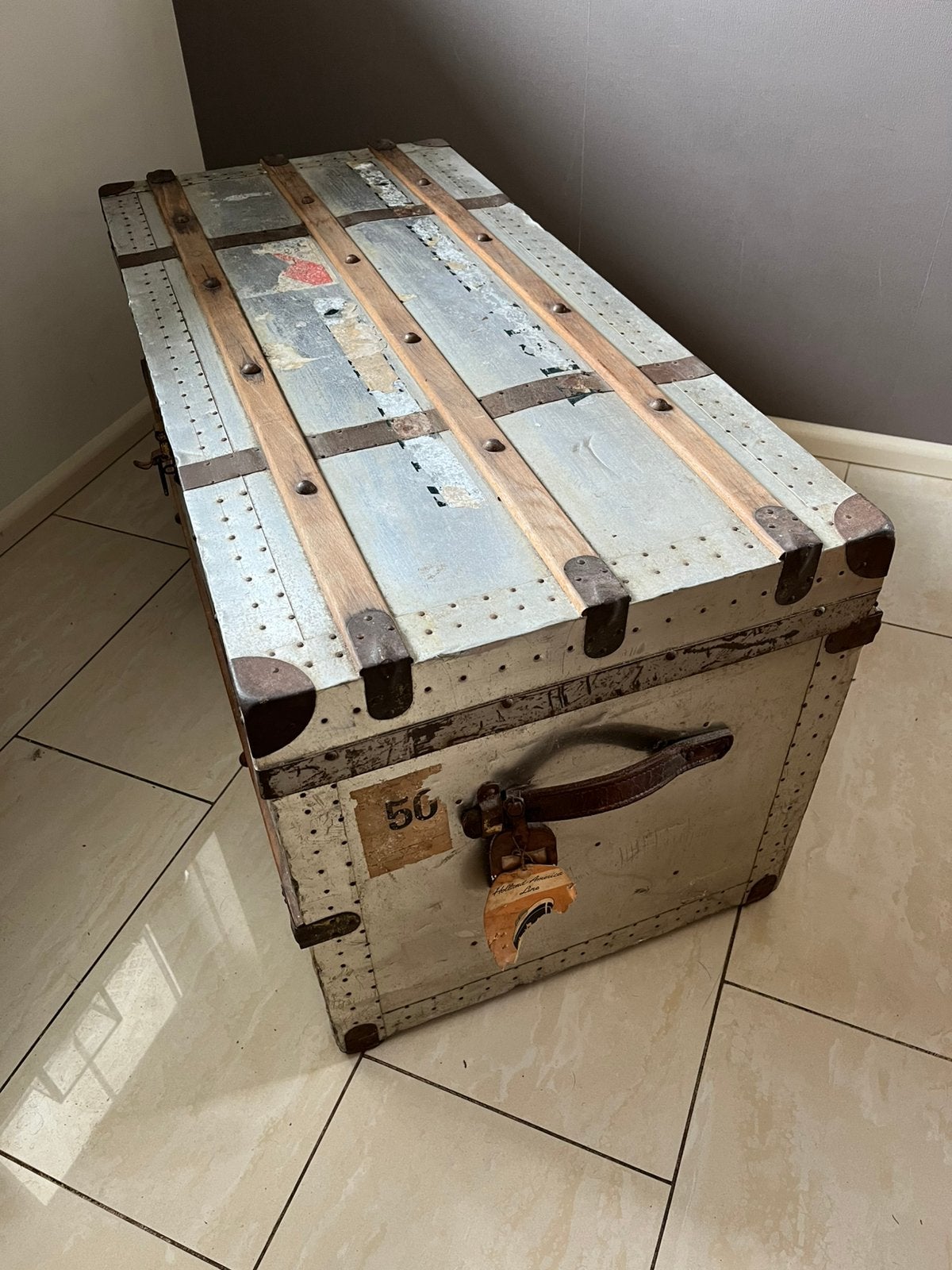 Mooie antieke aluminium cruise kist, Ophalen, Gebruikt, Minder dan 50 cm