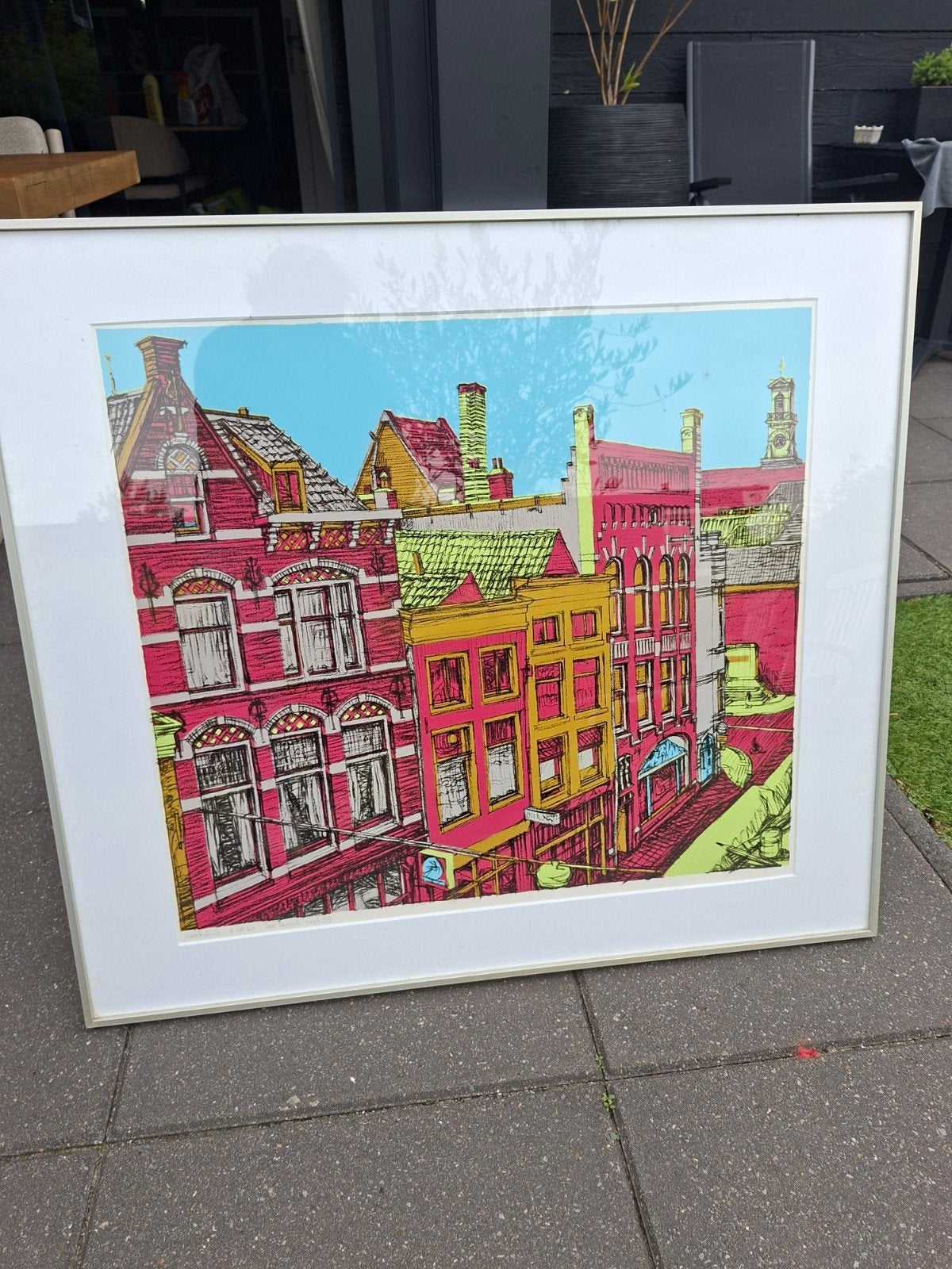 Zeefdruk 'Groenmarkt' in Dordrecht van Led Brand, Antiek en Kunst, Kunst | Litho's en Zeefdrukken, Gelimiteerde oplage, Ophalen