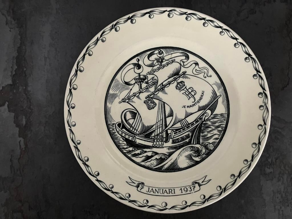 Petrus Regout herdenkingsbordje 1937, Antiek en Kunst, Ophalen of Verzenden
