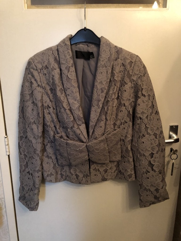 V) c55 h&m grijs kanten colbert maat 42 VINTAGE, H&M, Verzenden, Maat 42/44 (L), Zo goed als nieuw
