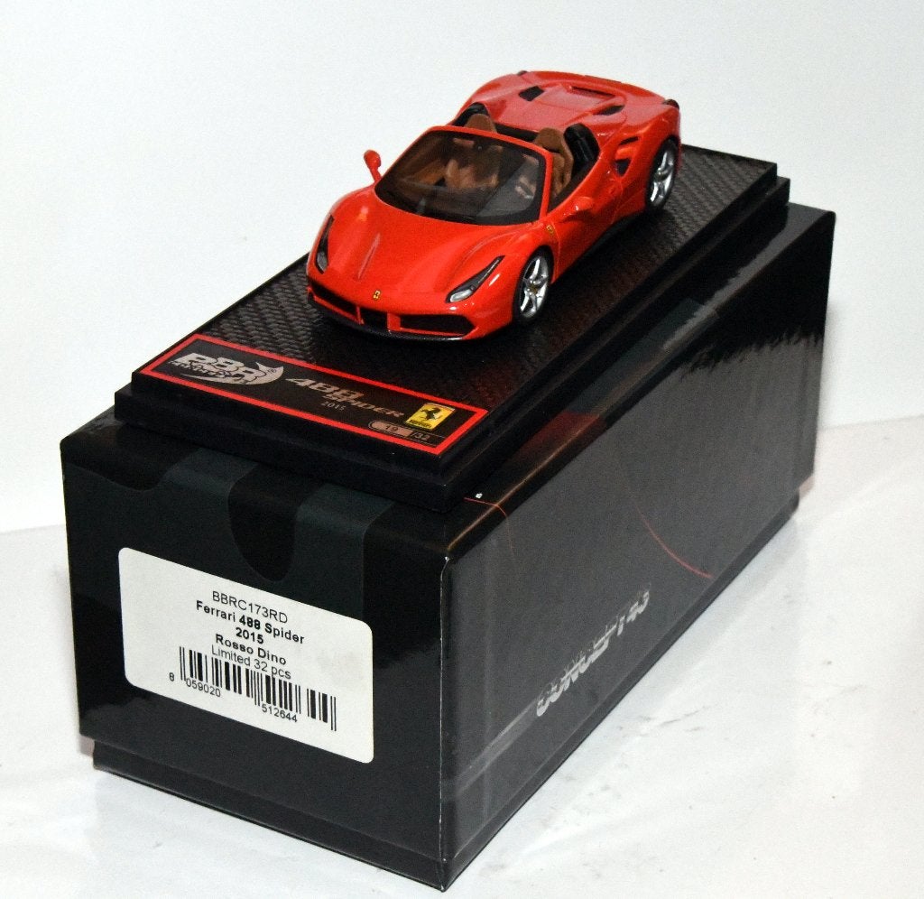 BBR Ferrari 488 Spider 2015-BBRC173RD - Limited 32 pcs. 1/43, Hobby en Vrije tijd, Modelauto's | 1:43, Verzenden, Zo goed als nieuw