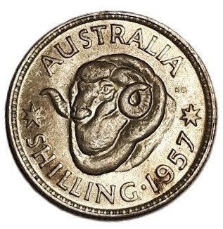 Australië: 1 shilling 1957, zilver, Ophalen of Verzenden, Zilver