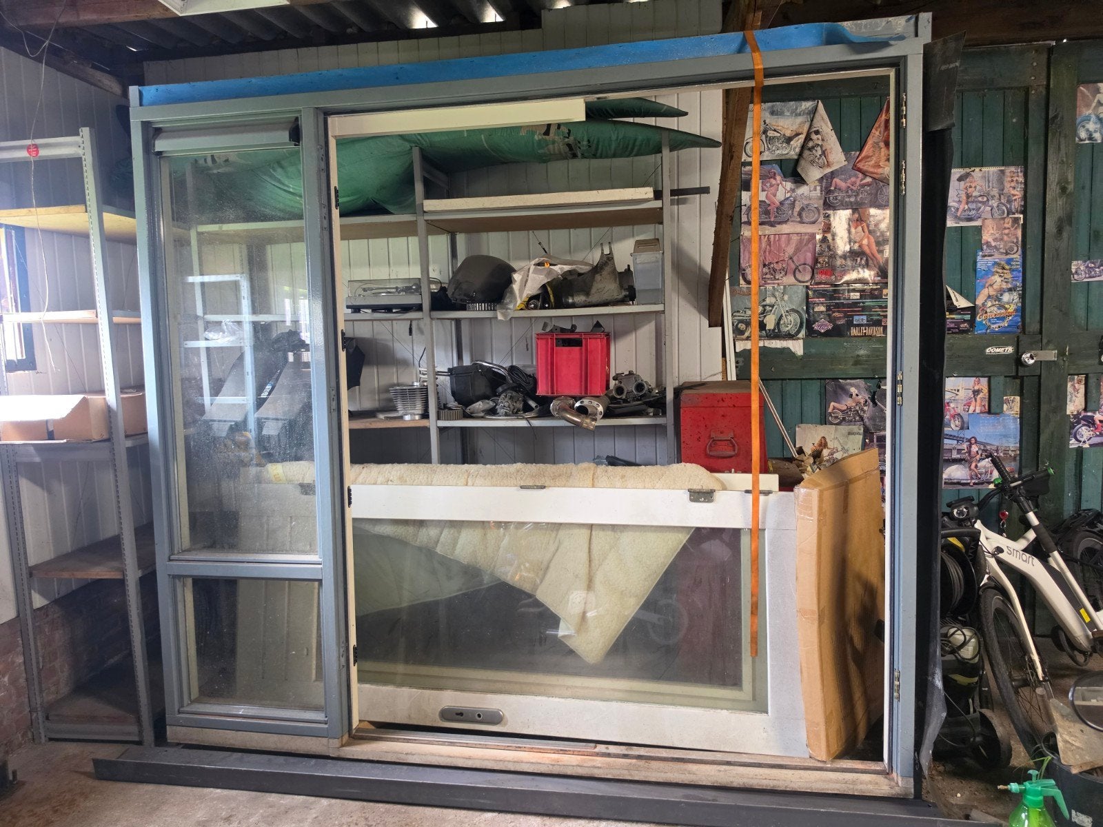 Grote pui met vast glas en 2 openslaande deuren, Doe-het-zelf en Verbouw, Glas en Ramen, Gebruikt, Overige typen, 160 cm of meer